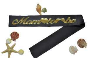 Mom To Be Siyah Üstü Gold Kuşak